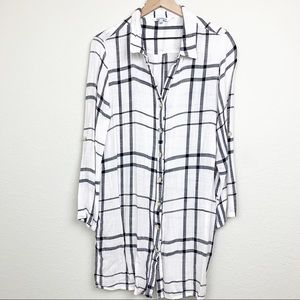 Blue Island Coverup Dress White Black Windowpane